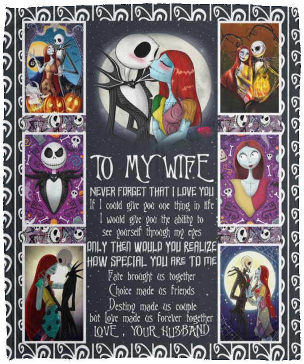 The Nightmare Before Christmas Fleece, Sherpa Blanket, To My Wife Quilt VPM Cozy Plush Fleece Blanket - 50x60