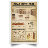 Cigar Knowledge Poster - Cigar Knowledge in The Bathroom - Funny Bathroom Print Poster White - Satin Portrait Poster Wall Art Home - No Frame 16" x 24"