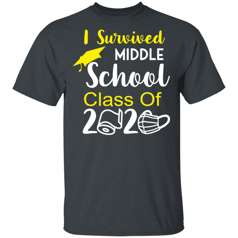 Middle School Grade Class of 2020 Quarantined Graduation T-Shirt Social Distancing Tee