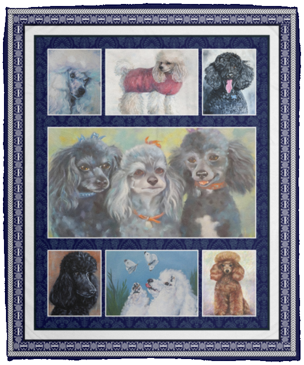 Lovely Poodle Fleece Blanket - Happy Doodle Portrait Blanket - VPM Cozy Plush Fleece Blanket - 50x60