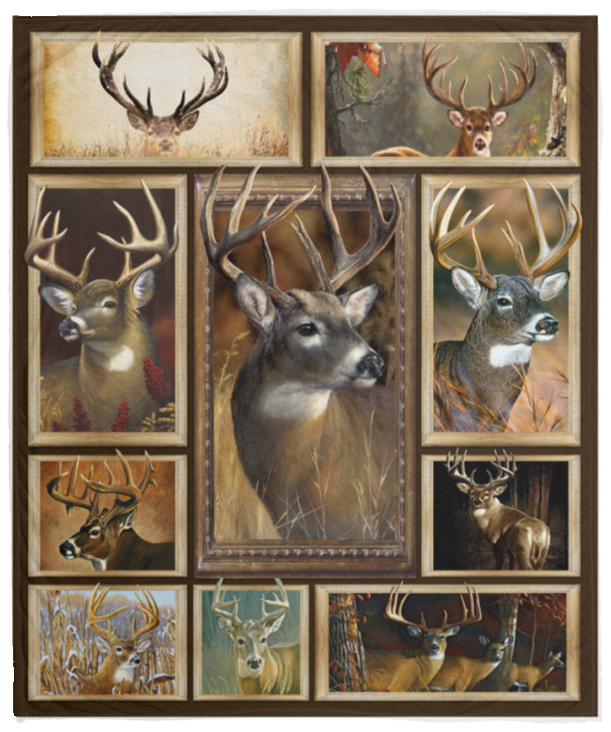 Whitetail Deer Blanket Whitetail Deer 3D Quilt Fleece Sherpa - VPM Cozy Plush Fleece Blanket - 50x60