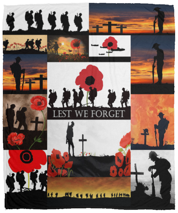 Lest We Forget Soldier Blanket, U.S. Army Fleece, Sherpa Blanket - VPM Cozy Plush Fleece Blanket - 50x60
