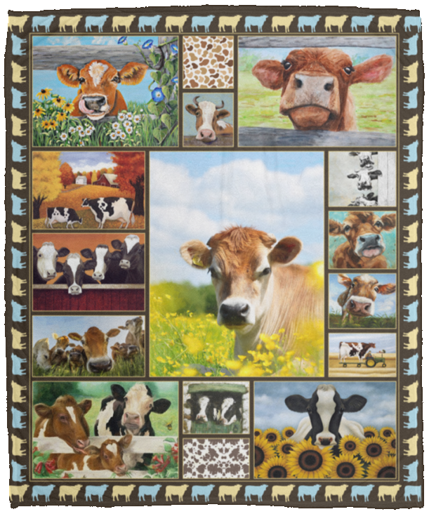 Cute Cow Blanket, Cows Fleece, Sherpa Blanket VPM Cozy Plush Fleece Blanket - 50x60