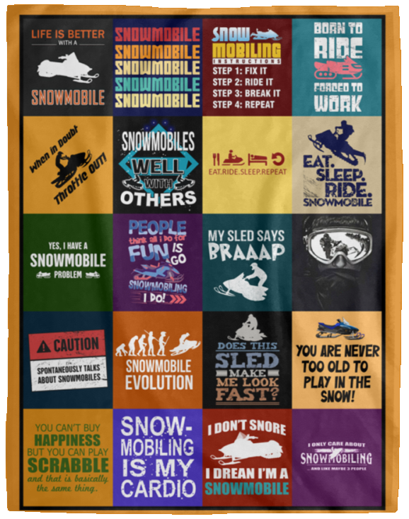 SNOWMOBILE Blanket Quilt Fleece Sherpa Throw Blanket Soft and Warm - VPL Cozy Plush Fleece Blanket - 60x80