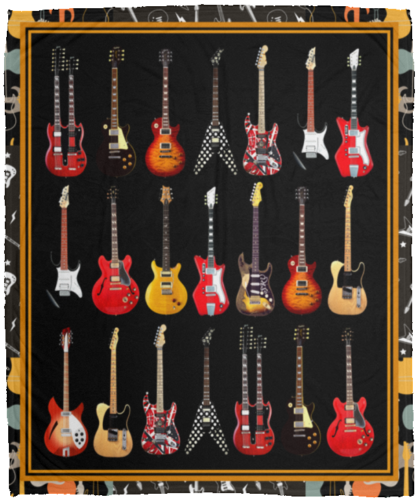 Beatles Guitar Blanket, Guitar Fleece, Sherpa Blanket VPM Cozy Plush Fleece Blanket - 50x60