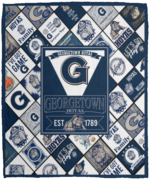 NCAA Georgetown Hoyas 3D Throw Blanket Quilt for Bedroom Living Room Sofa - VPM Cozy Plush Fleece Blanket - 50x60