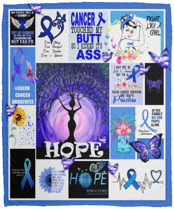 Colorectal Cancer Awareness Blanket Fleece Sherpa Blanket VPM Cozy Plush Fleece Blanket - 50x60