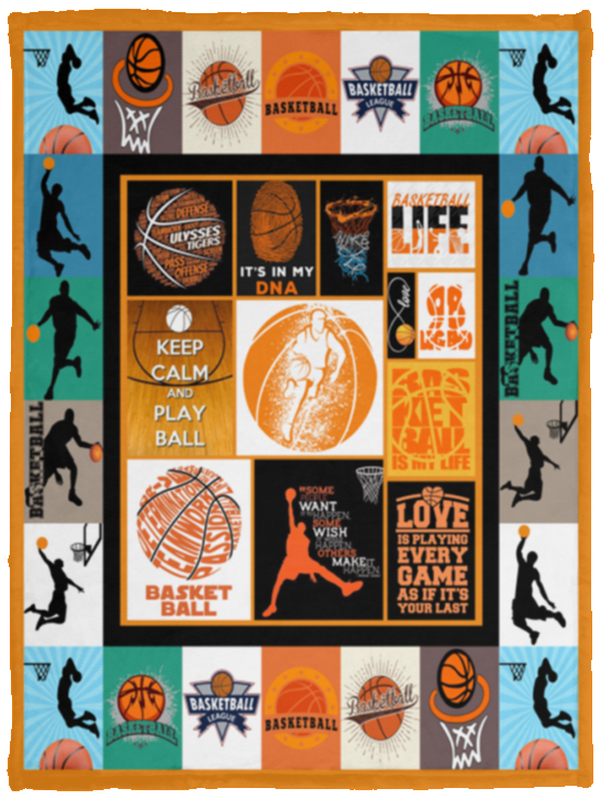Basketball 3 Blanket Fleece Sherpa Throw Quilt Blanket for Bedroom Sofa - VPS Cozy Plush Fleece Blanket - 30x40