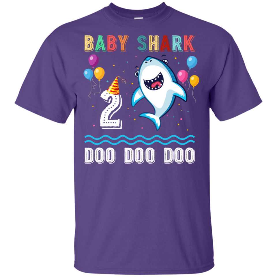 Kids Baby Shark Shirt Toddler 2nd birthday 2 Year Old Boy or Girl (G200B Gildan Youth Ultra Cotton T-Shirt)