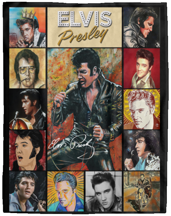 Elvis Presley Blanket, King of Rock and Roll Fleece, Sherpa Blanket - VPL Cozy Plush Fleece Blanket - 60x80