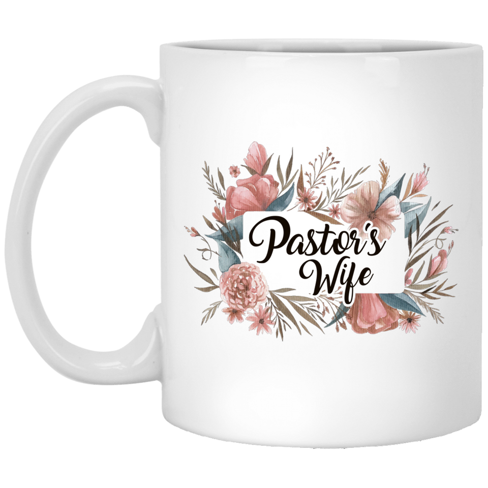 Jyotis - Pastor's Wife Andaz Press Coffee Mug Gift, Floral Wreath, Birthday Christmas Present Ideas for Her Wife Mom Sister 11oz