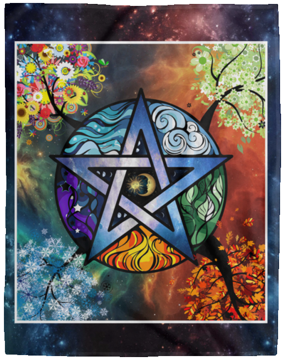 Pentacle Blanket, Pentacle Quilt, Fleece Sherpa Blanket- VPL Cozy Plush Fleece Blanket - 60x80