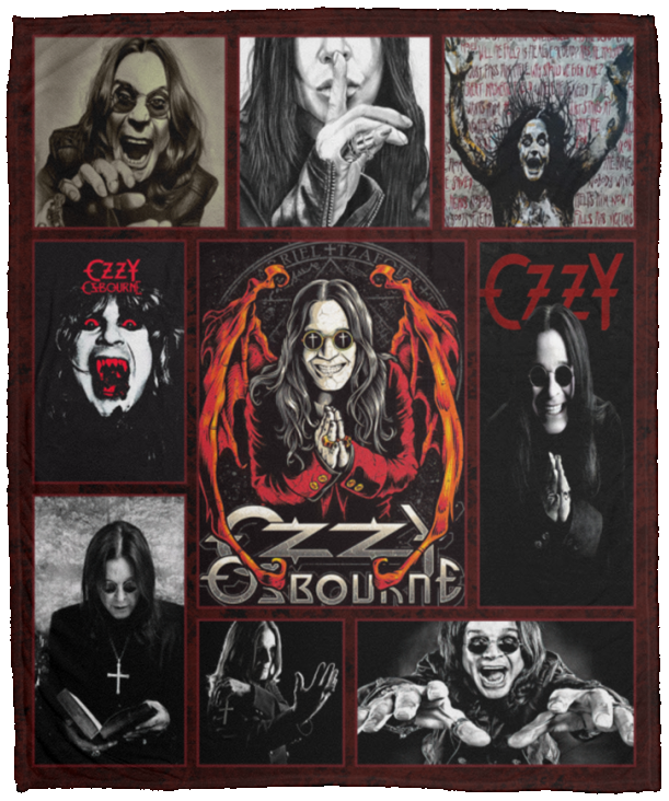 Ozzy Osbourne Blanket Fleece Sherpa Throw Quilt for Bedroom Living Room Sofa V4 VPM Cozy Plush Fleece Blanket - 50x60