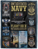 U.S. Navy Blanket, U.S. Flag Blanket Fleece, Sherpa Blanket VPL Cozy Plush Fleece Blanket - 60x80