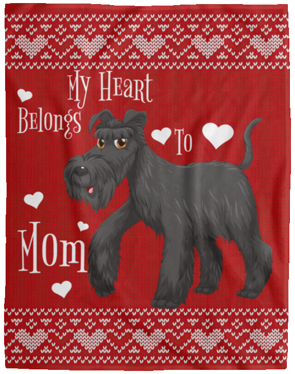 Schnauzer Mom Christmas Blanket, Merry Christmas Quilt, Fleece, Sherpa Blanket VPL Cozy Plush Fleece Blanket - 60x80