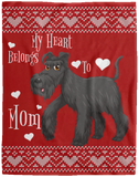 Schnauzer Mom Christmas Blanket, Merry Christmas Quilt, Fleece, Sherpa Blanket VPL Cozy Plush Fleece Blanket - 60x80