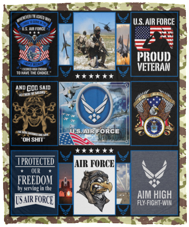 Airforce Veteran Quilt, Airforce Veteran Quilt Blanket Gift Idea - VPM Cozy Plush Fleece Blanket - 50x60