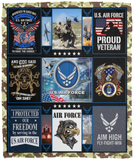 Airforce Veteran Quilt, Airforce Veteran Quilt Blanket Gift Idea - VPM Cozy Plush Fleece Blanket - 50x60