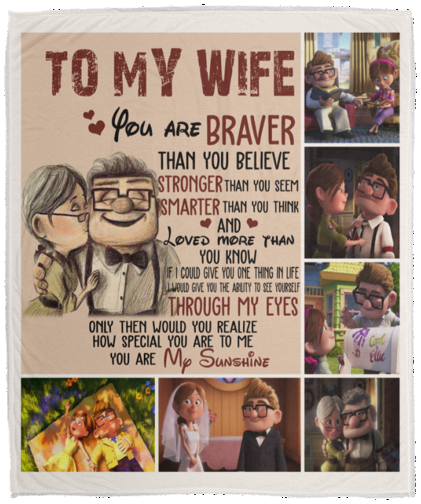 Mr.Jyotis Carl Ellie to My Wife You're Braver Than You Believe Quilt Blanket for Wife from Husband Blanket Gifts to My Wife Blanket Mother's Day Blanket, Fleece Blanket - 50"x60"