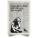 Banksy Rest Don't Quit Poster - Girl with Bird Portrait Poster Print - No Frame  16" x 24"