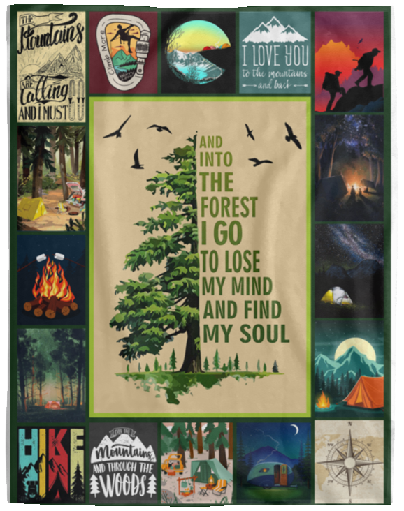 Milestone Blanket, Mountain Blanket - and Into The Forest I Go to Lose My Mind and Find My Soul Blanket - Cozy Plush Fleece Blanket - 60