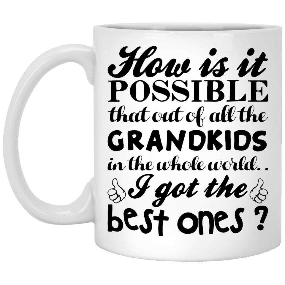 Best Grandkids Coffee Tea Mug - Best Gift For Grandma & Grandpa! 11oz Ceramic Cup Unique Gifts For Grandparents! Father's & Mother's Day, Christmas, Birthday Special Present! New Funny Mugs By Muggies 11oz