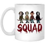 Squad Coffee Mug - Squad Michael Myers Jason Voorhees Freddy Krueger Leatherface - Halloween, Squad Horror Movies, Novelty Present, Unique Coffee Mug 11Oz