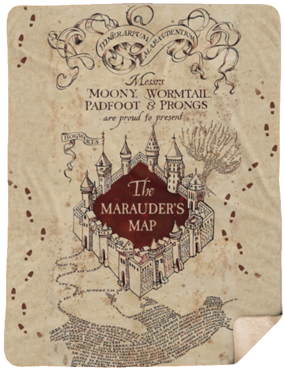 Harry Potter Blanket, The Marauders Map Blanket, Marauder's Map Blanket - SHL Sherpa Blanket - 60x80