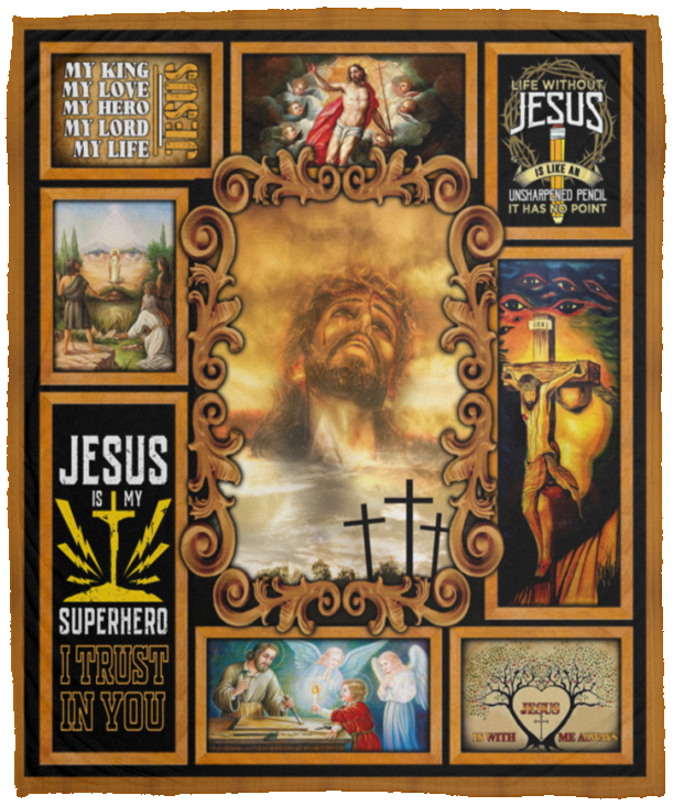 Jesus Is My Love My Hero Blanket Jesus Christmas Quilt Fleece Sherpa Gift Idea VPM Cozy Plush Fleece Blanket - 50x60