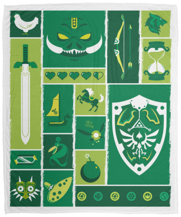 Legend of Zelda Blanket, Best Retro Games Of All Time Fleece, Sherpa Blanket VPM Cozy Plush Fleece Blanket - 50x60