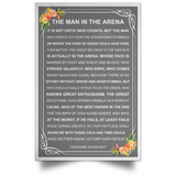 Teddy Roosevelt Man in the Arena Quote Wall Art Print - Man in the Arena Portrait Poster Print - Perfect Inspirational and Motivational Gift - No Frame 16" x 24"