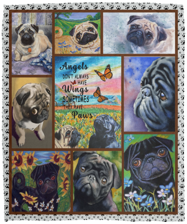 Pug Dog Blanket, Pug Fleece, Sherpa Blanket VPM Cozy Plush Fleece Blanket - 50x60