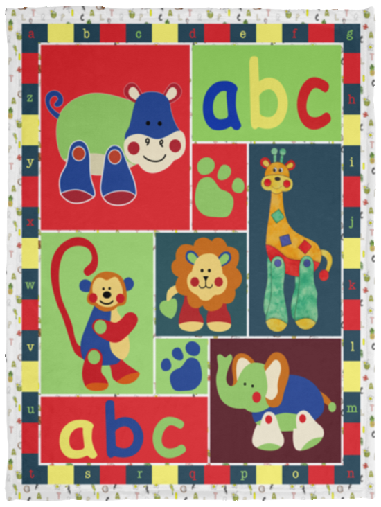 Baby Alphabet Animals Blanket, Fleece or Sherpa Blankets - Great Customized Blanket Gifts for Birthday Christmas Thanksgiving - VPS Cozy Plush Fleece Blanket - 30x40