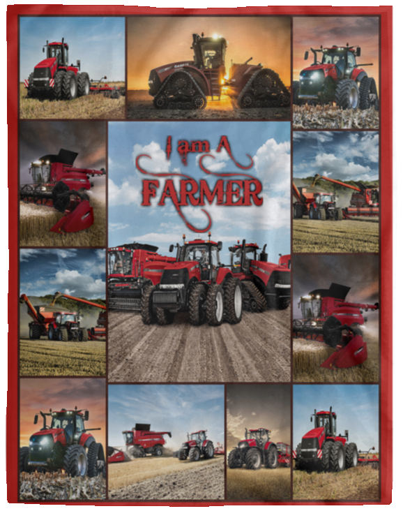 Case IH Tractor Collection Blanket, I Am A Farmer Fleece ,Sherpa Blanket VPL Cozy Plush Fleece Blanket - 60x80