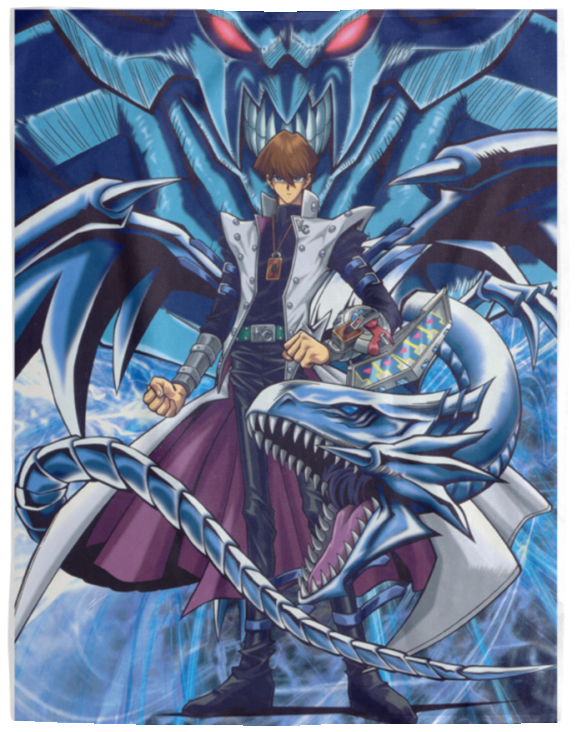 Seto Kaiba - Yu-gi-oh Blanket Blue-Eyes White Dragon Quilt Fleece Sherpa Throw - VPL Cozy Plush Fleece Blanket - 60x80