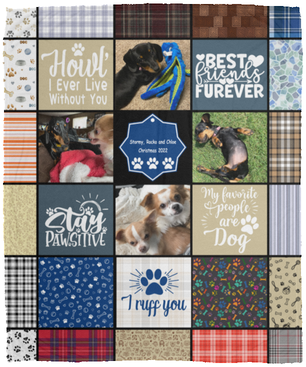 Stormy, Rocko and Chloe  Christmas 2022 - VPM Cozy Plush Fleece Blanket - 50x60