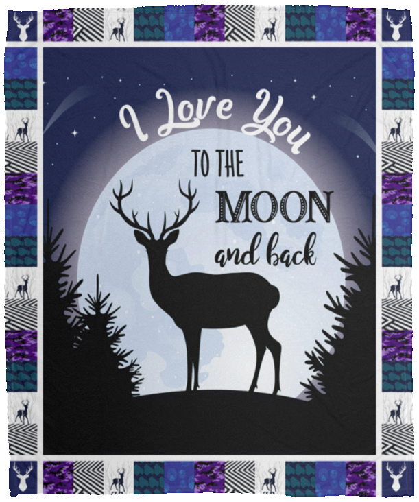 Deer Blanket, I Love You To The Moon And Back Quilt, Fleece, Sherpa Blanket VPM Cozy Plush Fleece Blanket - 50x60