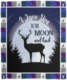 Deer Blanket, I Love You To The Moon And Back Quilt, Fleece, Sherpa Blanket VPM Cozy Plush Fleece Blanket - 50x60