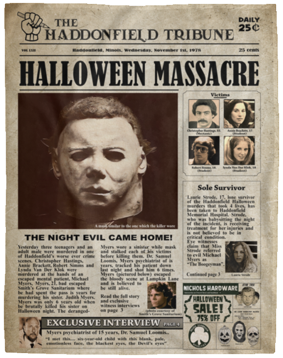 Newspaper M.ichael Myer Blanket, Horror Movie Fleece, Sherpa Blanket VPL Cozy Plush Fleece Blanket - 60x80
