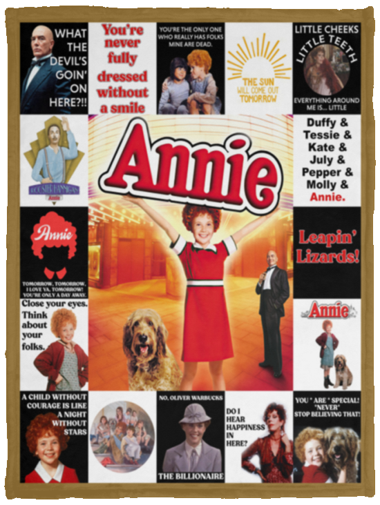 Annie Blanket, Annie 1982 Movie Quilt, Broadway Fleece, Sherpa Blanket VPS Cozy Plush Fleece Blanket - 30x40