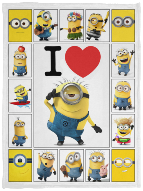 Minion Blanket, Despicable Me Fleece Blanket, I Love Minion Sherpa Blanket VPS Cozy Plush Fleece Blanket - 30x40