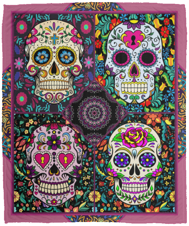 Christmas Blankets (Sugar Skull Blanket, Sugar Skull Quilt) - VPM Cozy Plush Fleece Blanket - 50x60