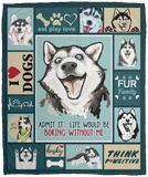 Siberian Husky Dog Blanket, Siberian Husky Fleece, Sherpa Blanket VPM Cozy Plush Fleece Blanket - 50x60