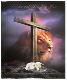 Mr.Jyotis Lion of Judah, Lamb of God Throw Blanket Soft Fleece Throw Blanket - VPM Cozy Plush Fleece Blanket - 50x60
