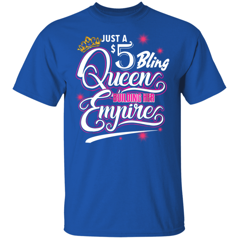 Mens Womens 5 Bling Queen Building Paparazzi Cool Black T-shirt