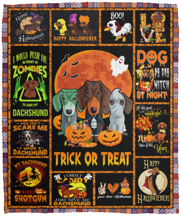 Dachshund - Halloween Blanket, Decorative For Pet Lovers Fleece, Sherpa Blanket - VPM Cozy Plush Fleece Blanket - 50x60