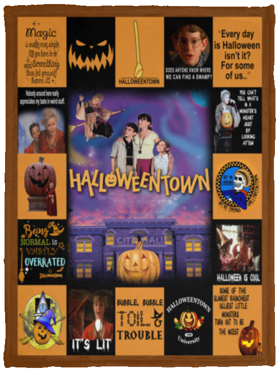 Halloweentown Blanket Best Halloween Movies and TV Shows Quilt Fleece Sherpa - VPS Cozy Plush Fleece Blanket - 30x40