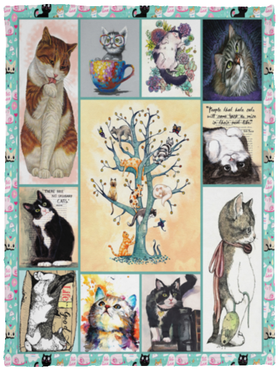 Cat Blanket, Gifts for Kids, Adults and Cat Lovers Fleece, Sherpa Blanket VPS Cozy Plush Fleece Blanket - 30x40