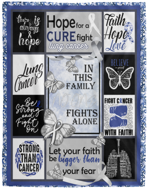 Lung Cancer Awareness Pearl White Ribbon Symbol Survivor Warrior Fighter Quilt Blanket Cancer Blanket Gift for Mom Mother - in This - VPL Cozy Plush Fleece Blanket - 60x80