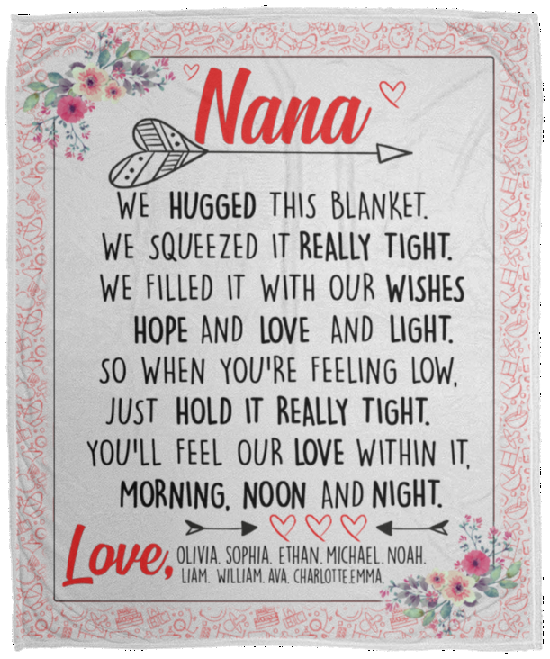 DesDirect Store Nana We Hugged This Blanket You’ll Feel Our Love Cozy Plush Fleece Blanket White - VPM Cozy Plush Fleece Blanket - 50x60 n